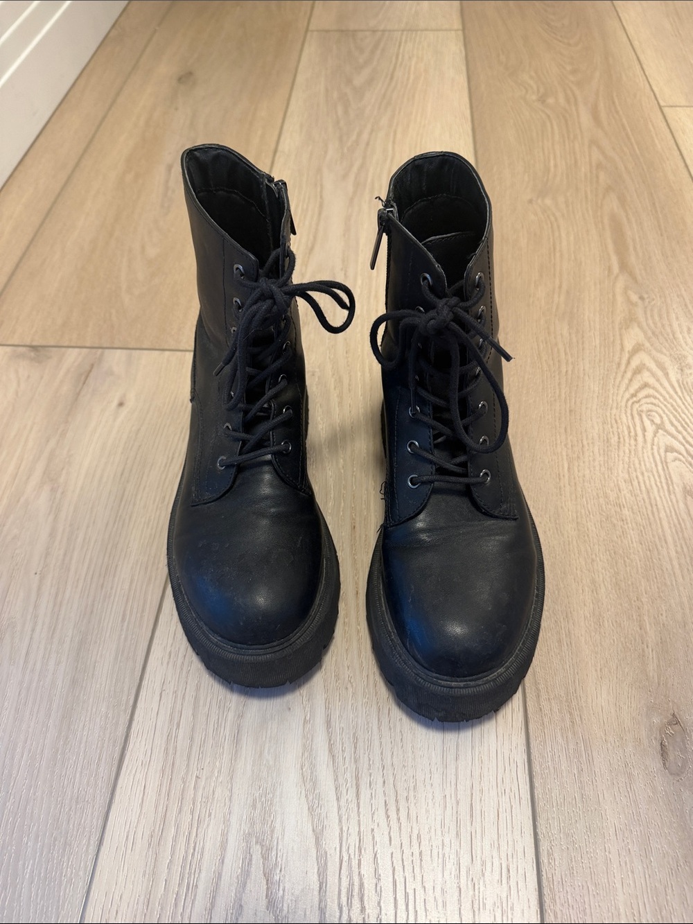 Women’s Black Lace-Up Combat Boots